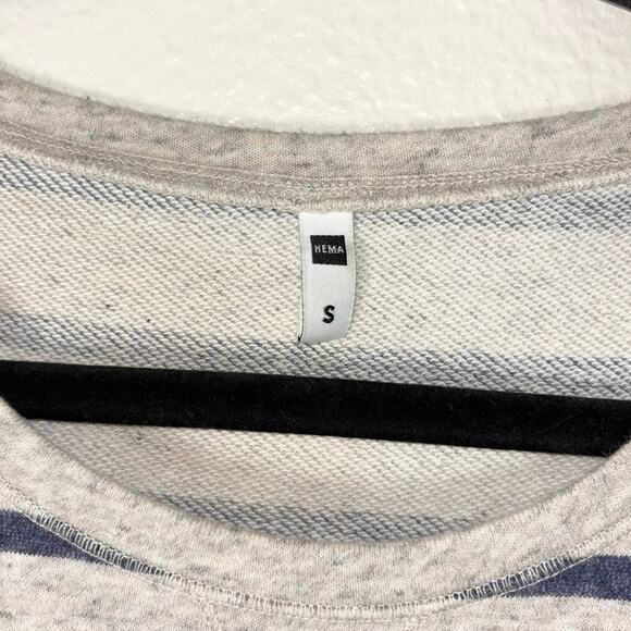 Hema T-Shirt Dress Women's Size Small Gray Blue Striped Sweater Shirt Dress - Picture 10 of 16